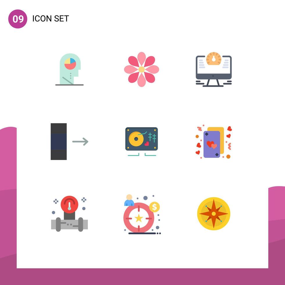 Set of 9 Modern UI Icons Symbols Signs for love export plant data watch Editable Vector Design Elements
