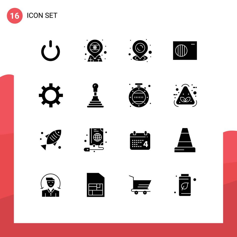 paquete de iconos de vectores de stock de 16 signos y símbolos de línea para elementos de diseño de vectores editables del acondicionador de cog del mapa de engranajes del automóvil