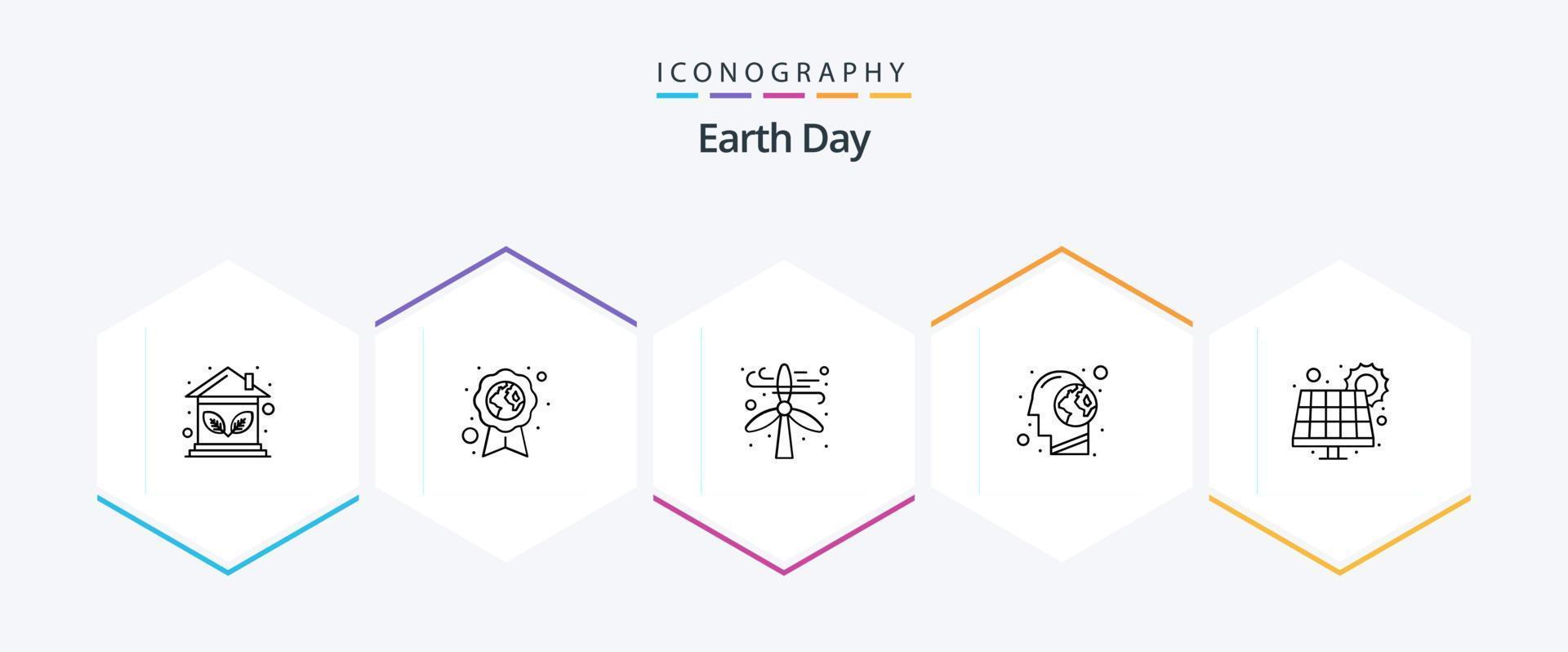 Earth Day 25 Line icon pack including energy. planet. ecology. human. brain vector