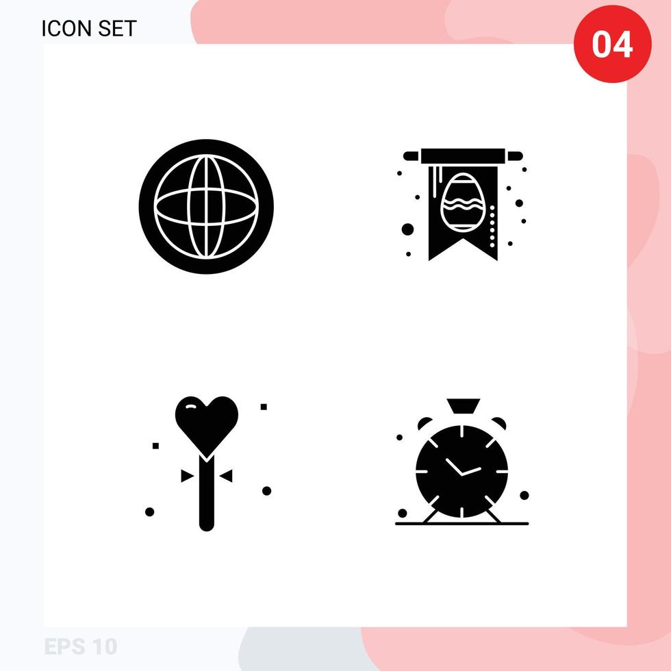 Pictogram Set of 4 Simple Solid Glyphs of center event help easter holiday Editable Vector Design Elements