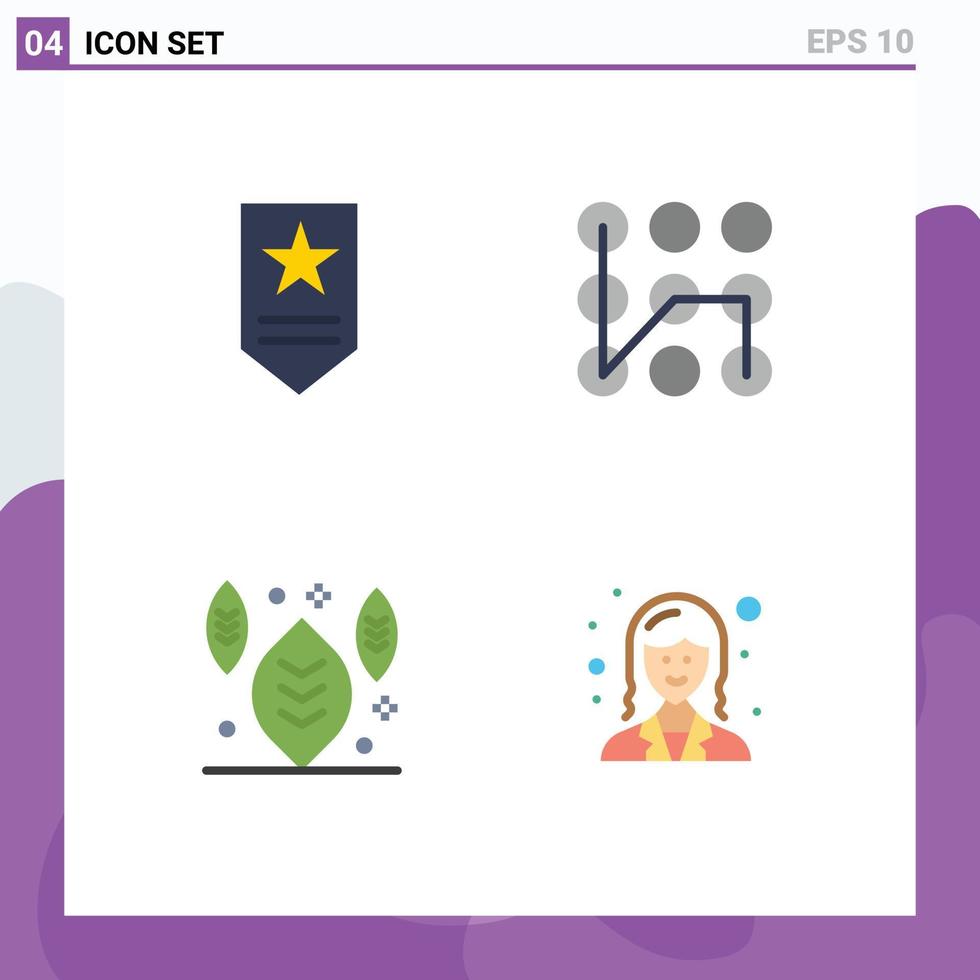 4 User Interface Flat Icon Pack of modern Signs and Symbols of insignia thanksgiving pattern security employee Editable Vector Design Elements