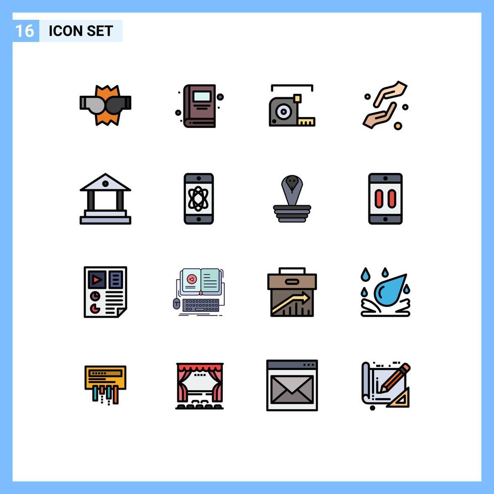 16 interfaz de usuario paquete de líneas llenas de color plano de signos y símbolos modernos de la banca shahada meter ayuda elementos de diseño de vectores creativos editables de fe
