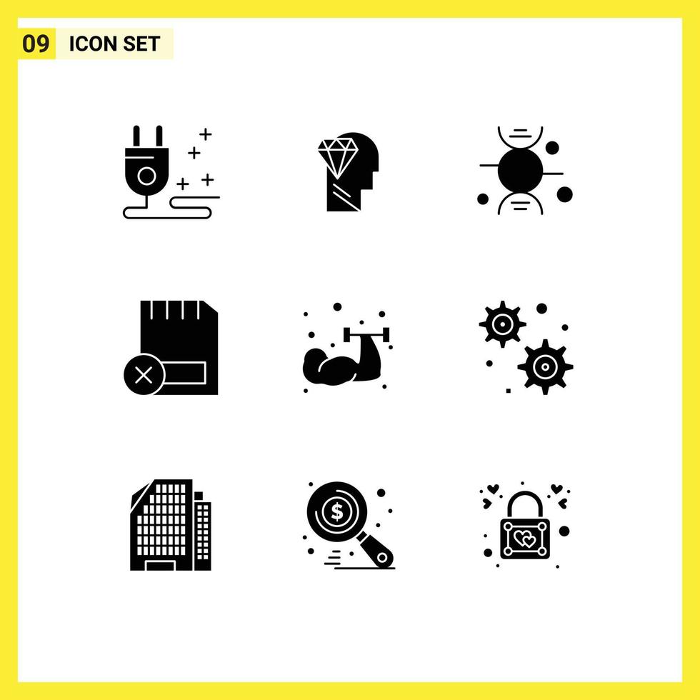 9 Thematic Vector Solid Glyphs and Editable Symbols of exercise removed bone hardware computers Editable Vector Design Elements