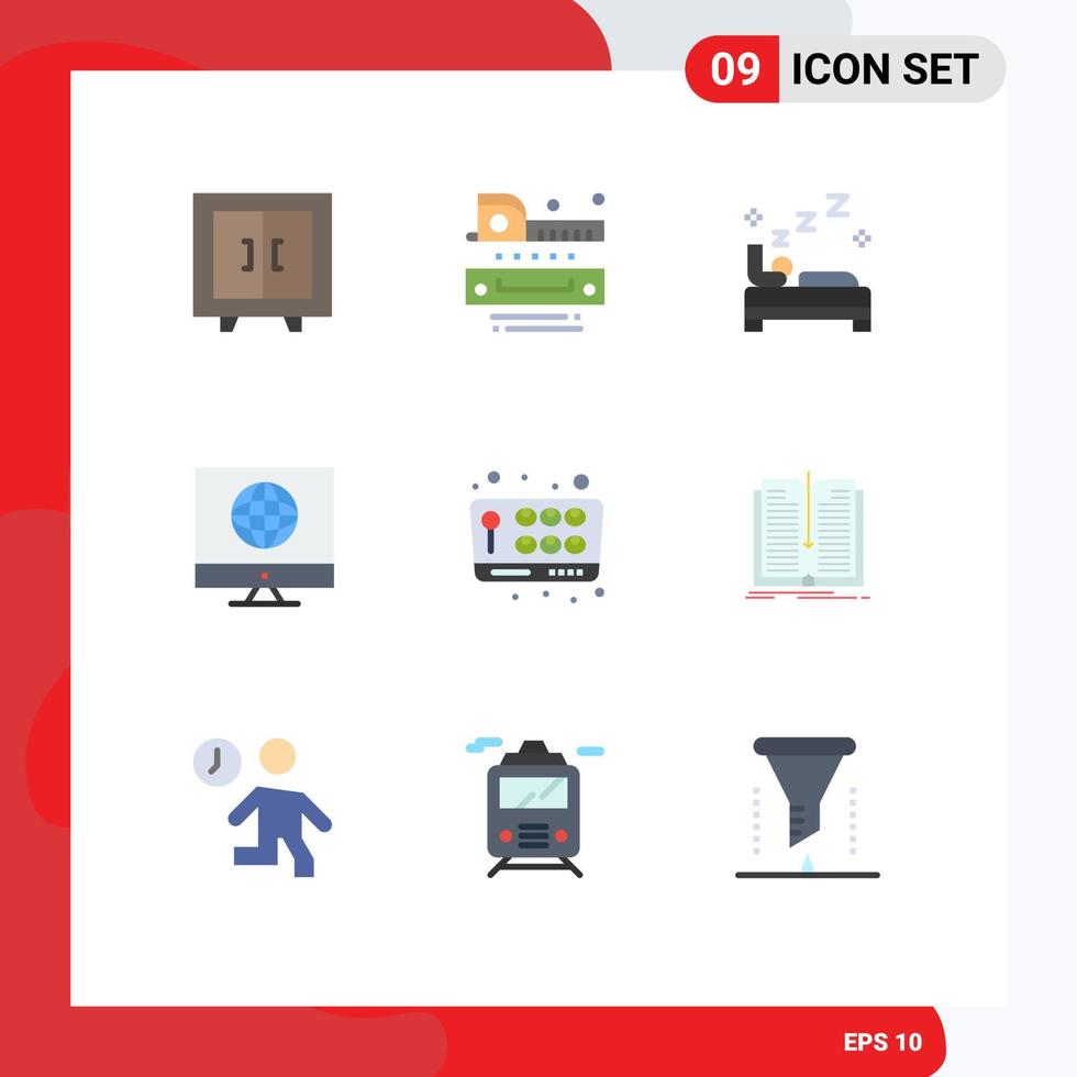 paquete de iconos de vector de stock de 9 signos y símbolos de línea para elementos de diseño de vector editables de comunicación de noticias de cama web de juego