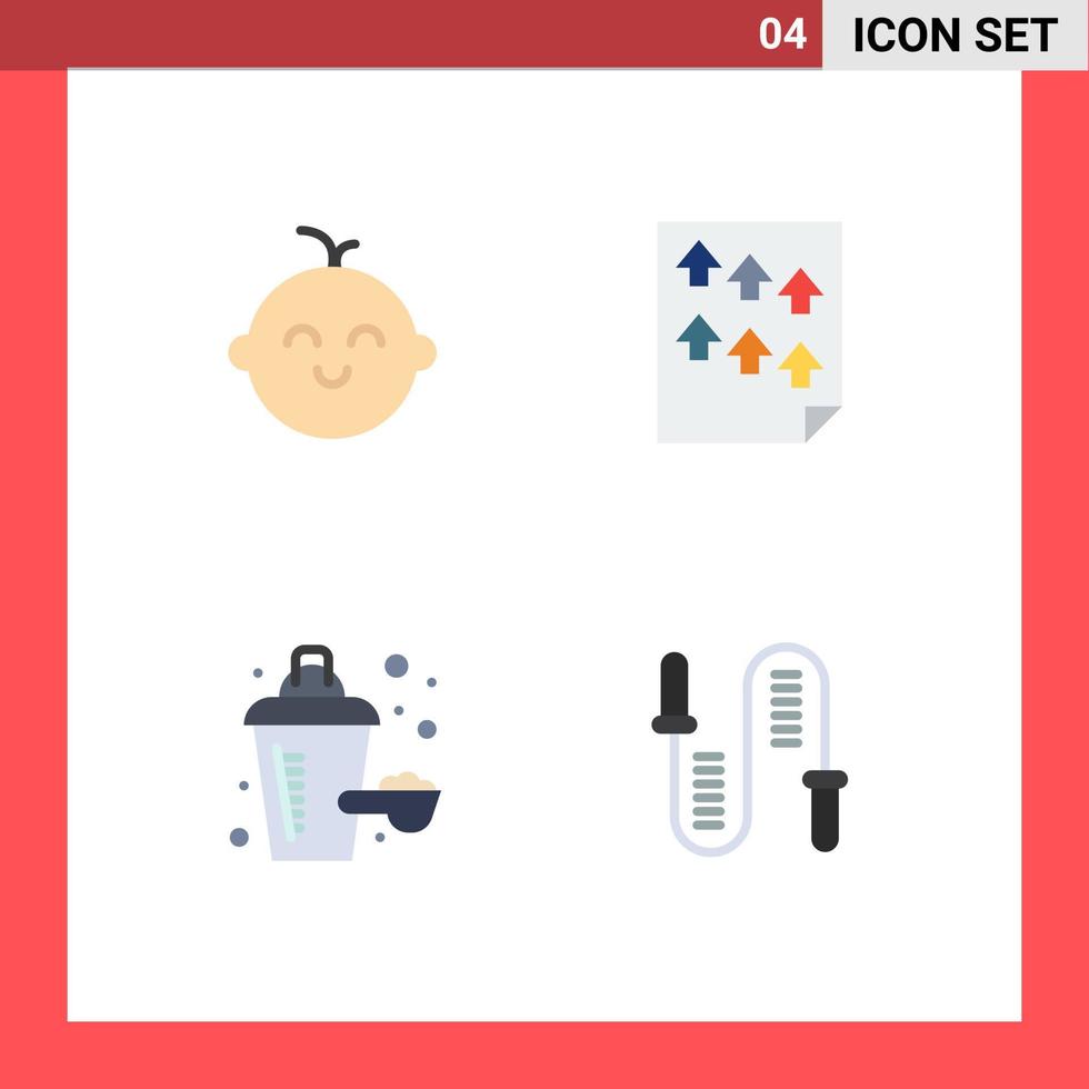 Stock Vector Icon Pack of 4 Line Signs and Symbols for baby nutrition supplement data paper jumping Editable Vector Design Elements
