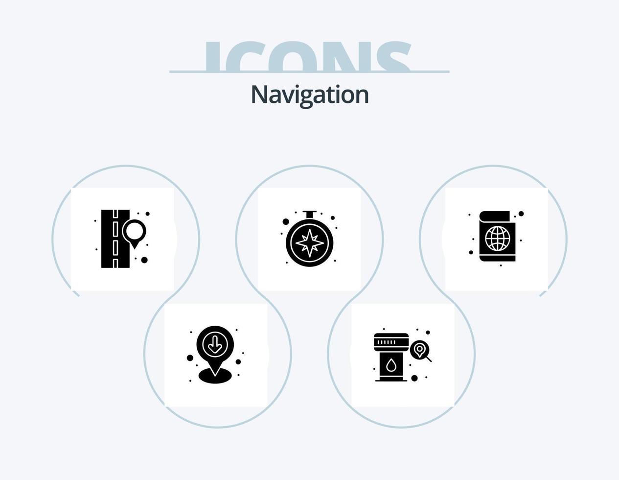 Navigation Glyph Icon Pack 5 Icon Design. passport. gps. search. direction. map pin vector