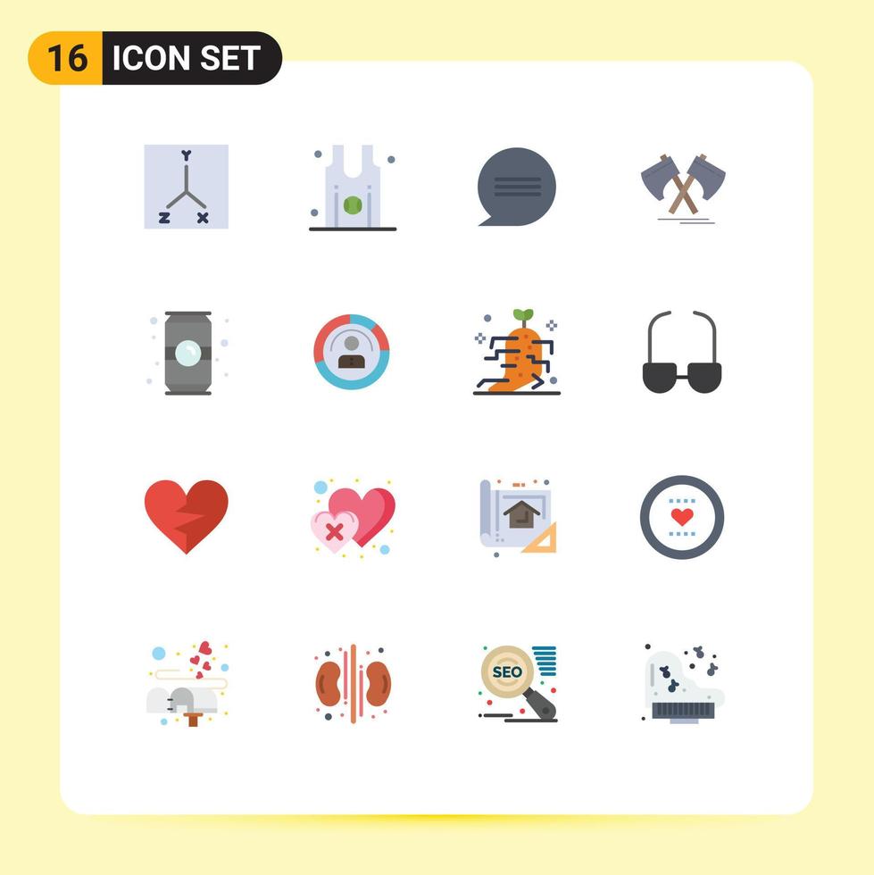 16 Flat Color concept for Websites Mobile and Apps coffee bottle conversation viking tool Editable Pack of Creative Vector Design Elements