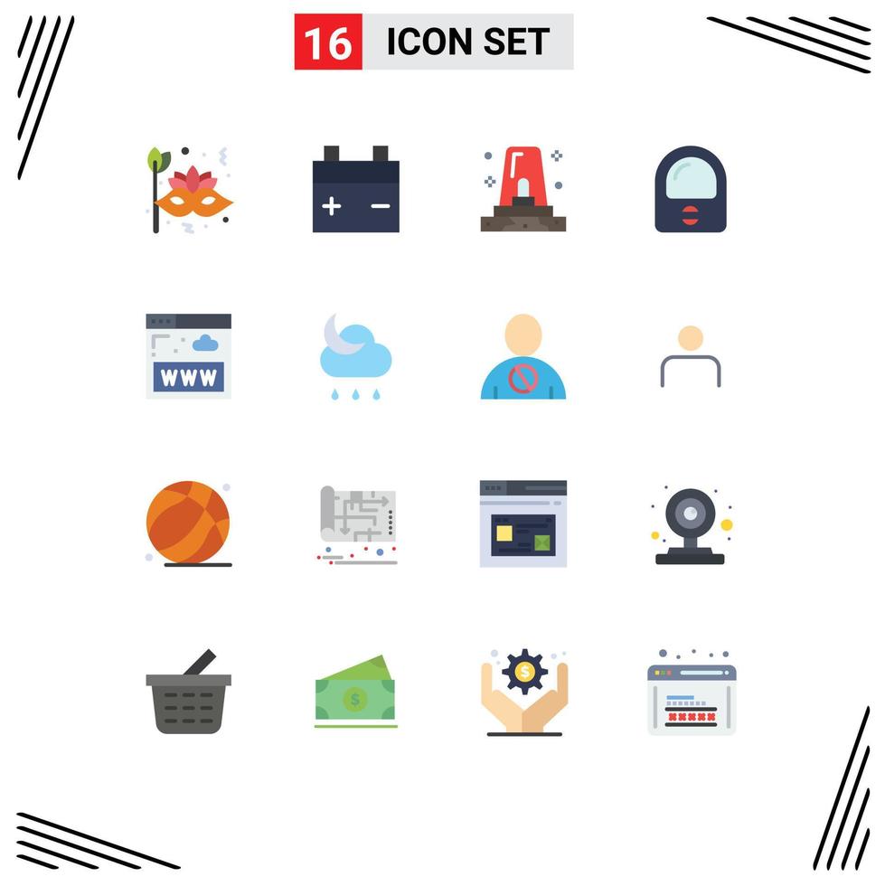 Group of 16 Modern Flat Colors Set for website communications alert suit astronaut Editable Pack of Creative Vector Design Elements