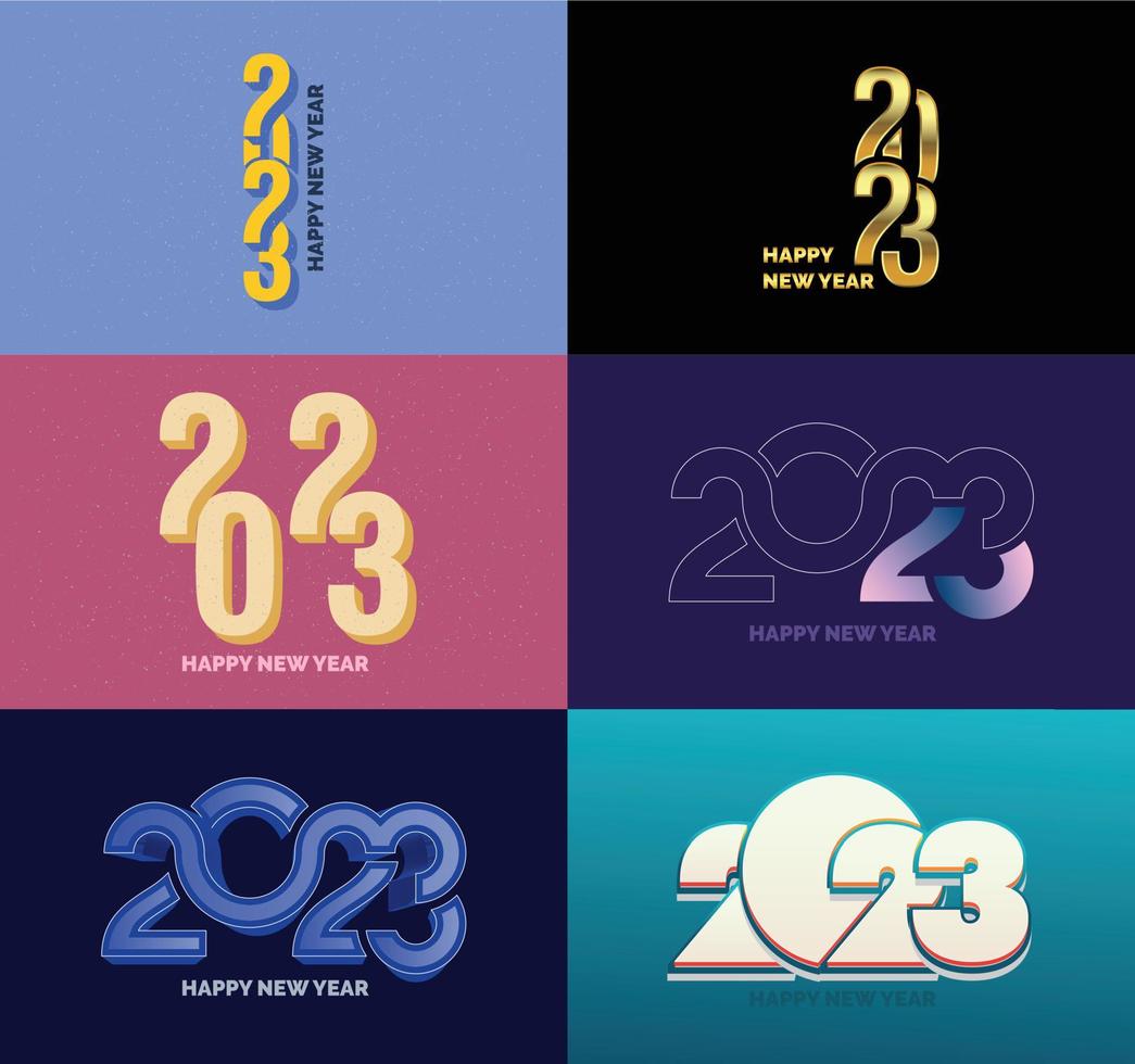 gran conjunto de 2023 feliz año nuevo diseño de texto de logotipo plantilla de diseño de número 2023 vector