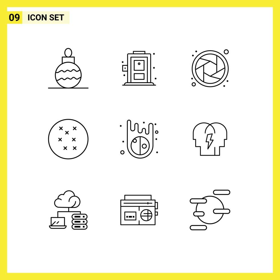 Outline Pack of 9 Universal Symbols of cloud people shutter in meteor Editable Vector Design Elements