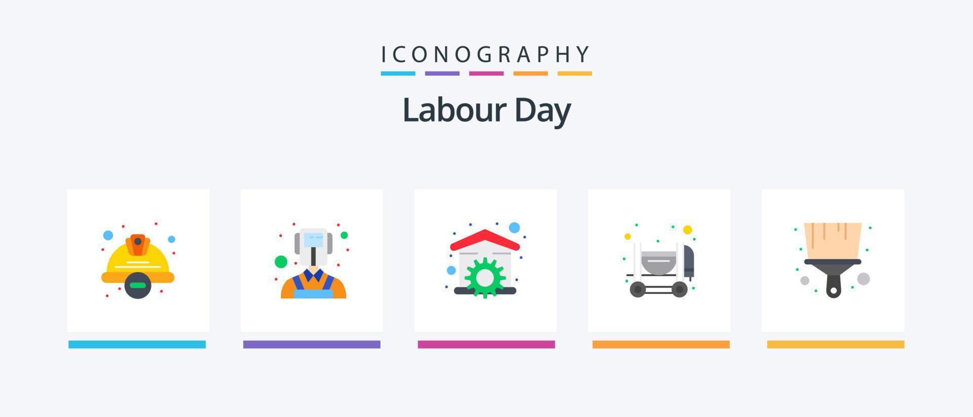 Labour Day Flat 5 Icon Pack Including paint. mixer. house. construction. wrench. Creative Icons Design vector