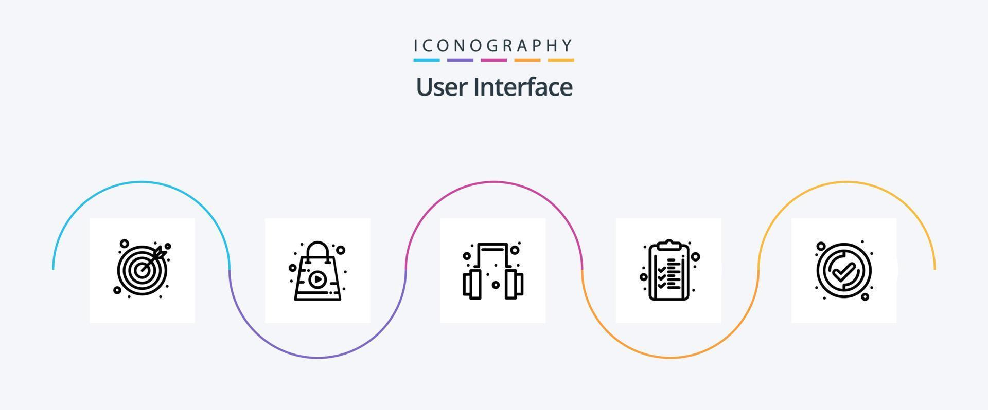 User Interface Line 5 Icon Pack Including . tick. help. interface. clipboard vector