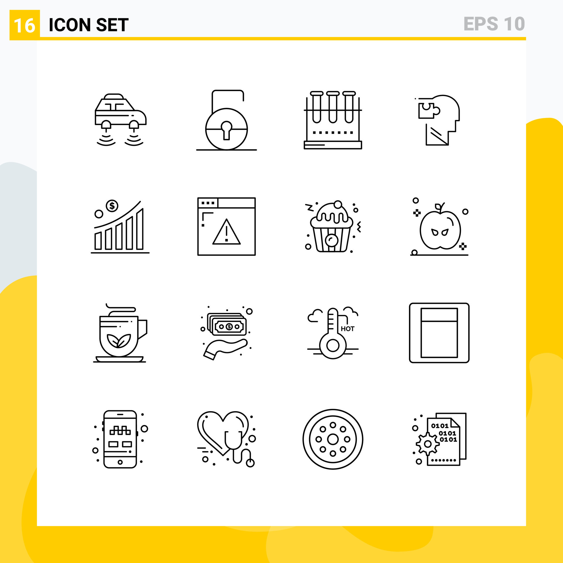 16 Universal Outline Signs Symbols of puzzle logical security human lab