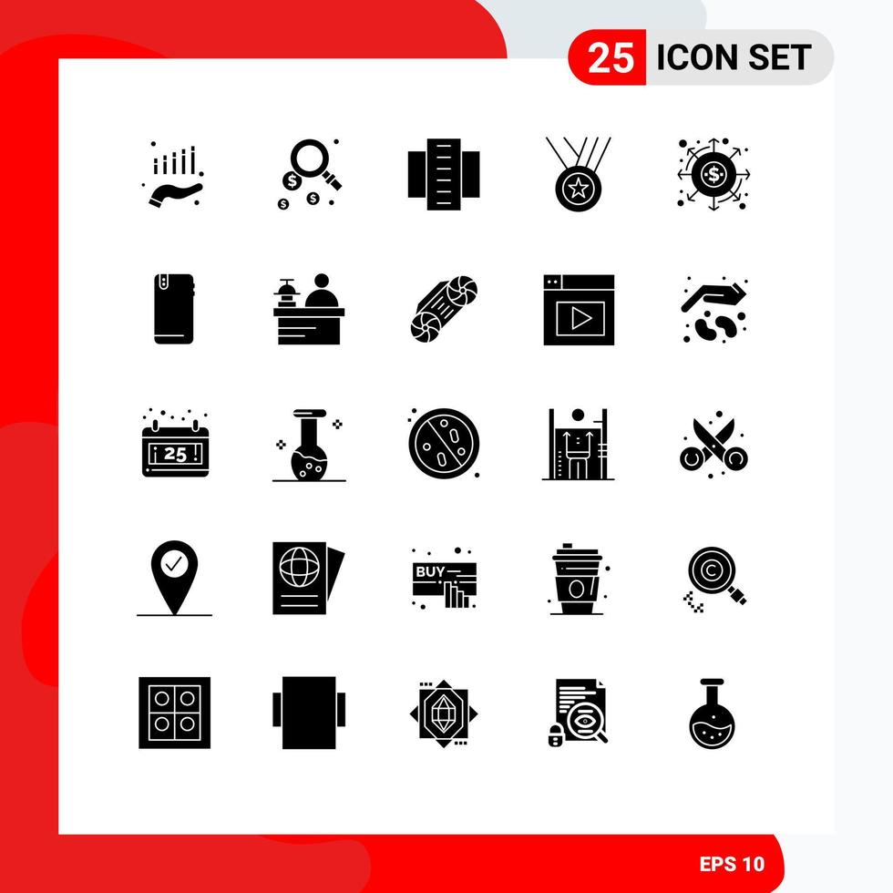 25 Creative Icons Modern Signs and Symbols of dividends ribbon building performance award Editable Vector Design Elements
