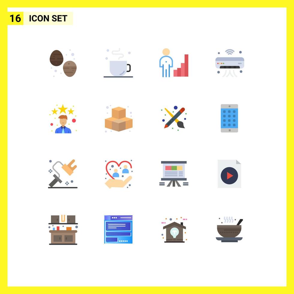 16 Universal Flat Color Signs Symbols of wifi internet of things analytics internet management Editable Pack of Creative Vector Design Elements