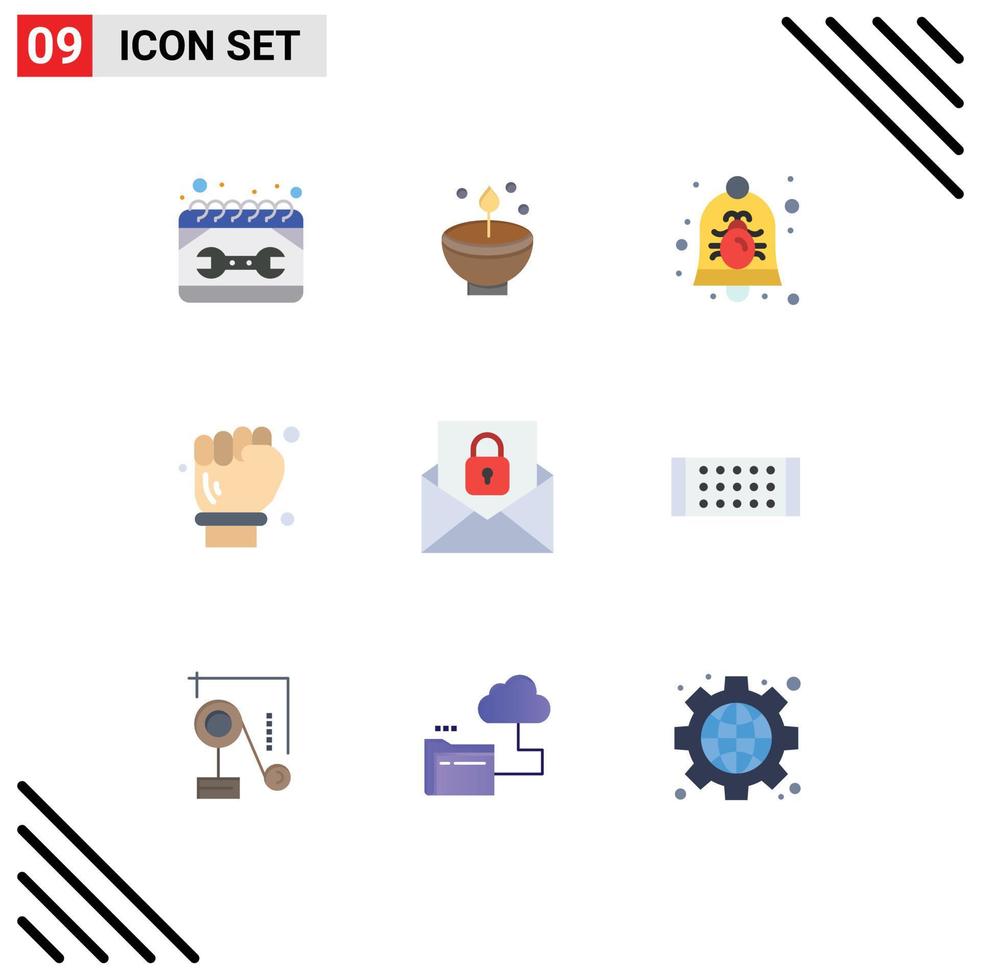 9 iconos creativos signos y símbolos modernos de mano de obra notificación diwali bell bug elementos de diseño vectorial editables vector