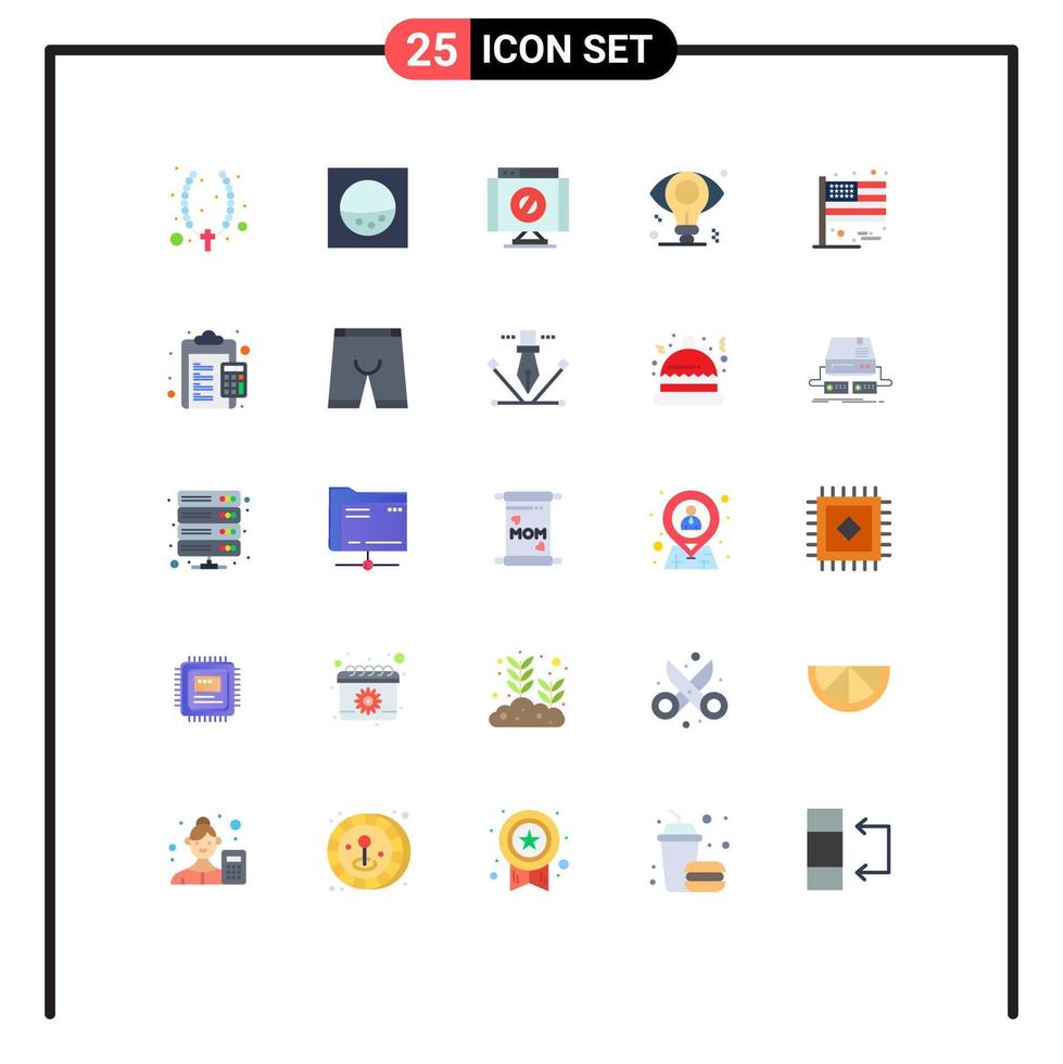 Stock Vector Icon Pack of 25 Line Signs and Symbols for usa flag denied american bulb Editable Vector Design Elements