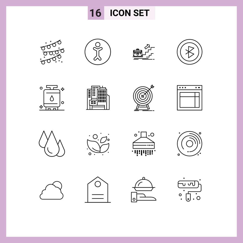 Modern Set of 16 Outlines and symbols such as energy signal career connection success Editable Vector Design Elements