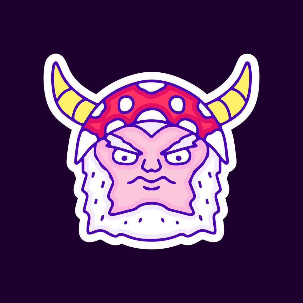 Yeti monster with mushroom hat cartoon, illustration for t-shirt, sticker, or apparel merchandise. With modern pop and retro style. vector