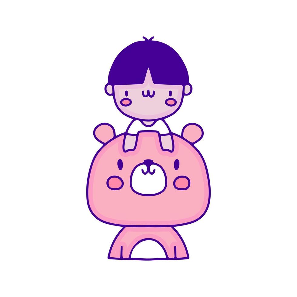 adorable bebé con arte de garabatos de oso, ilustración para camisetas, pegatinas o prendas de vestir. con pop moderno y estilo kawaii. vector