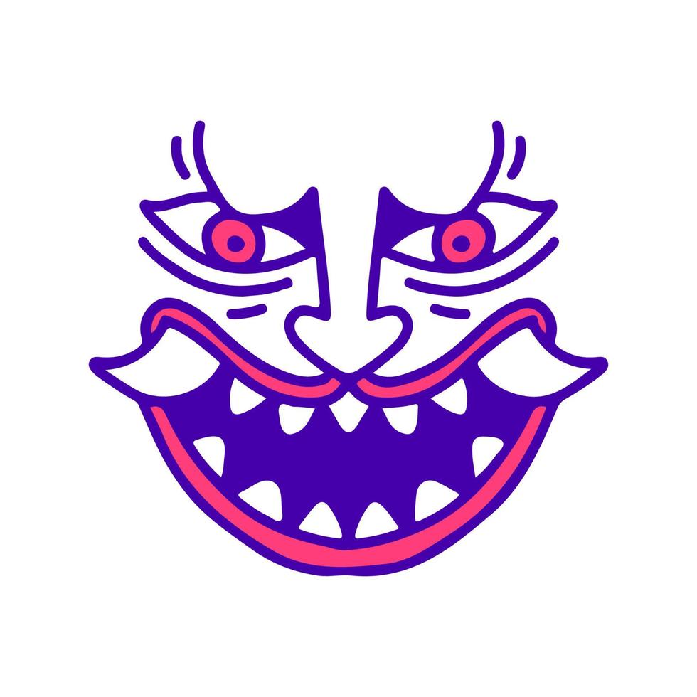 Devil face doodle art, illustration for t-shirt, sticker, or apparel merchandise. With modern pop style. vector