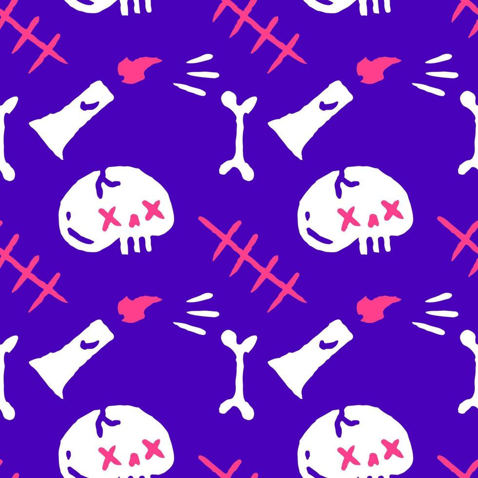 Abstract skull seamless pattern, illustration for background, or apparel merchandise. With modern pop and retro style. vector