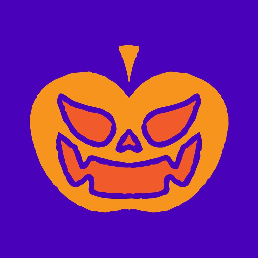 Cool monster pumpkin doodle cartoon, illustration for t-shirt, sticker, or apparel merchandise. With modern pop and retro style. vector