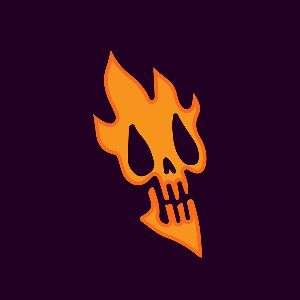 Grunge fire skull head cartoon, illustration for t-shirt, sticker, or apparel merchandise. With modern pop and urban style. vector