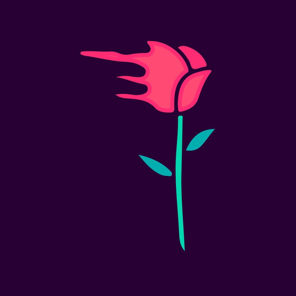 dibujos animados de flores de rosas derretidas, ilustración para camisetas, pegatinas o prendas de vestir. con pop moderno y estilo retro. vector