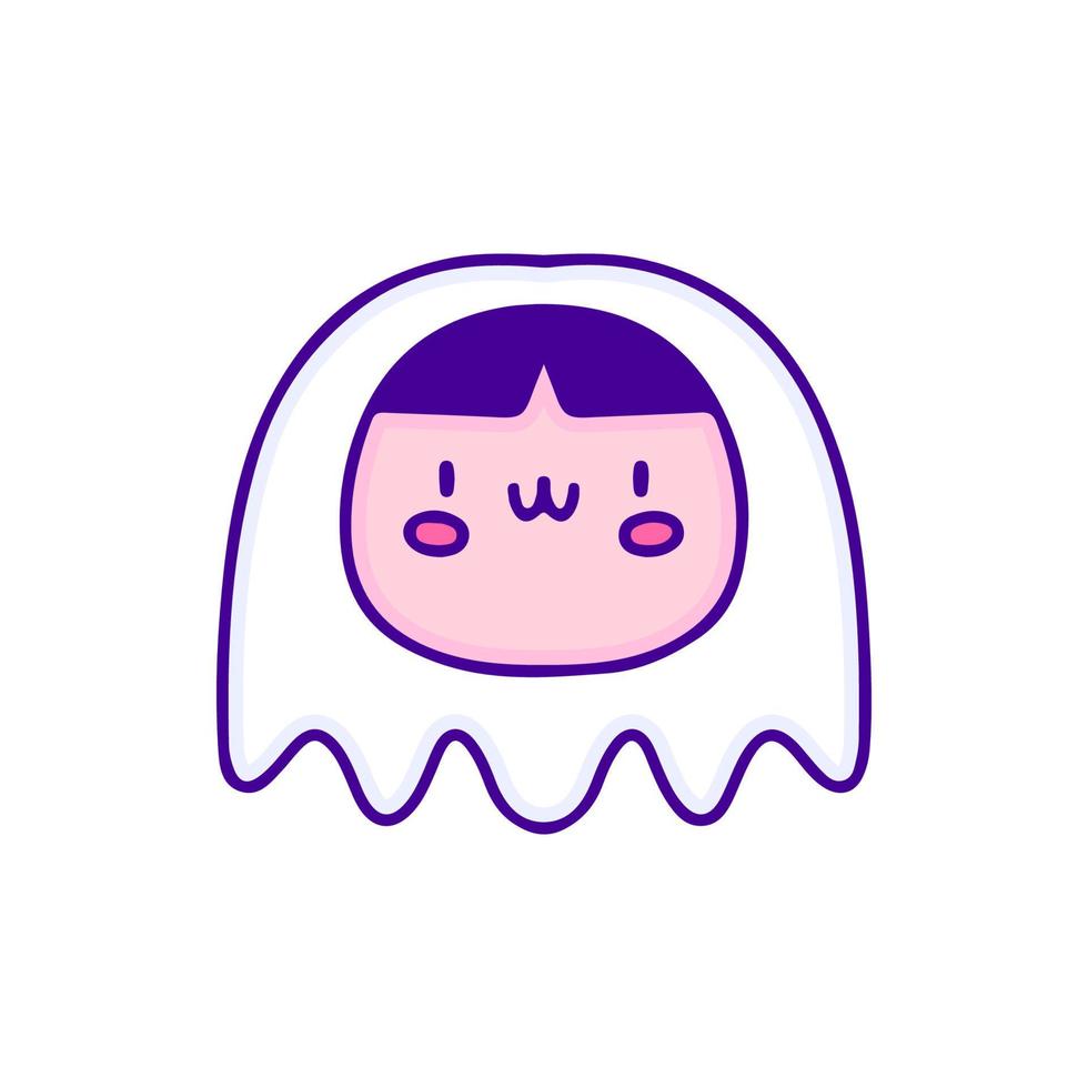 PrintAdorable kid in ghost costume doodle art, illustration for t-shirt, sticker. vector