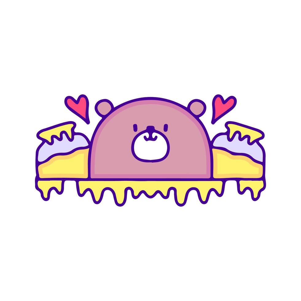 lindo oso bebé con tarro de arte de garabatos de miel, ilustración para camisetas, pegatinas o prendas de vestir. con pop moderno y estilo kawaii. vector