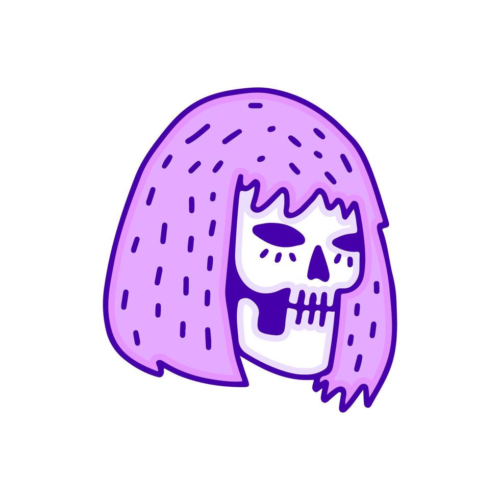 Woman skull doodle art, illustration for t-shirt, sticker, or apparel merchandise. With modern pop style. vector