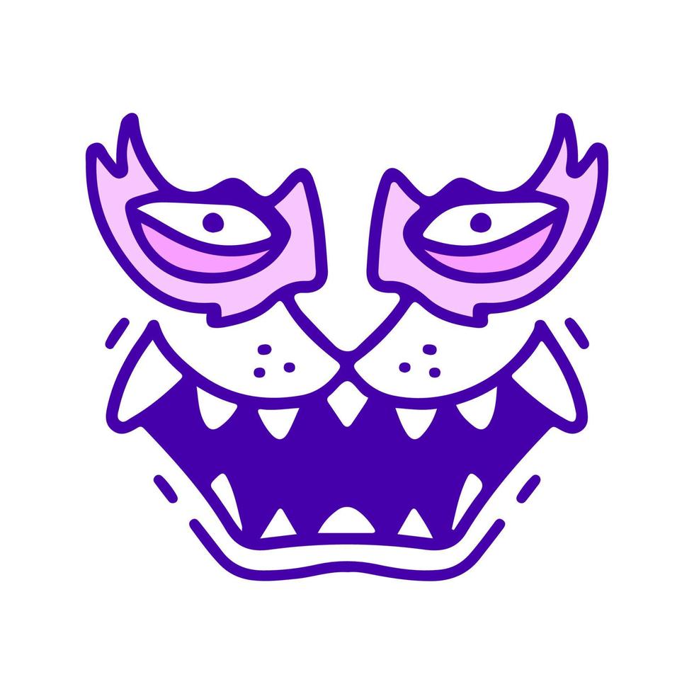 Cool monster face doodle art, illustration for t-shirt, sticker, or apparel merchandise. With modern pop and kawaii style vector