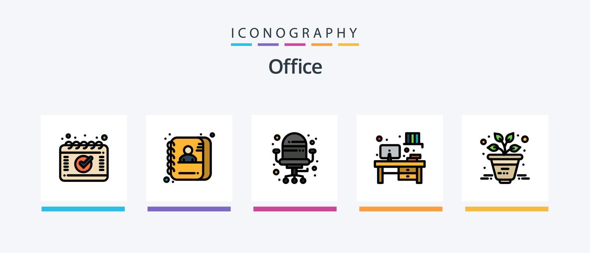 Office Line Filled 5 Icon Pack Including business. notepad. wardrobe. note. paper. Creative Icons Design vector