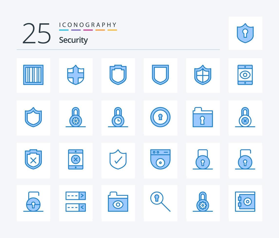 Security 25 Blue Color icon pack including protection. lock. security. shield. defense vector