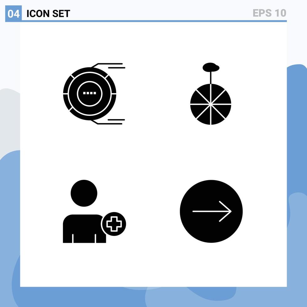 4 Solid Glyph concept for Websites Mobile and Apps allocation multimedia estimation cycle arrows Editable Vector Design Elements