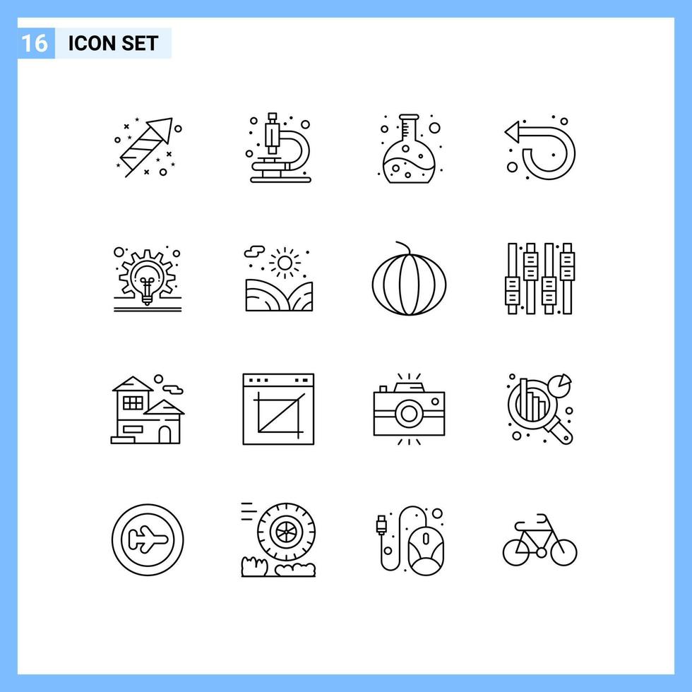 Set of 16 Modern UI Icons Symbols Signs for idea concept experiment bulb repeat Editable Vector Design Elements