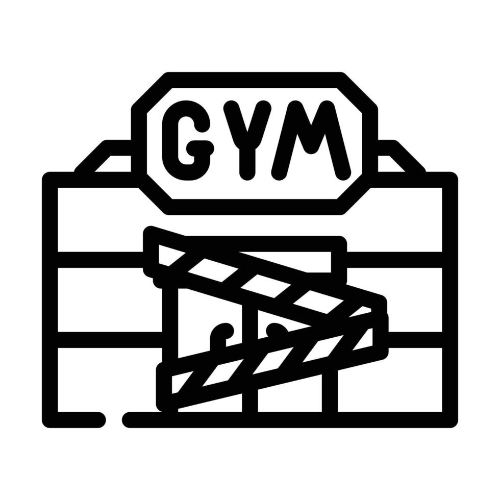 gimnasio cerrado para la ilustración de vector de icono de línea de cuarentena