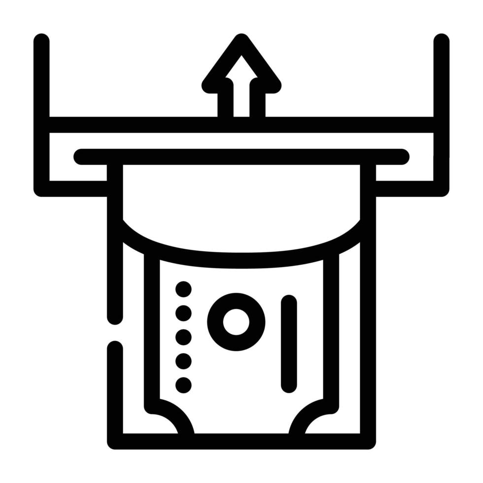 Ilustración de vector de icono de línea de aceptación de papel moneda