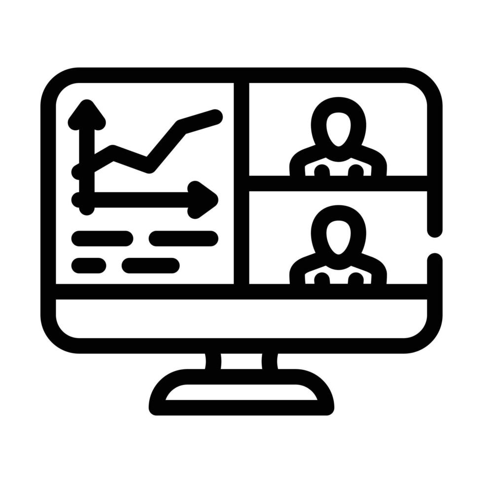 chart researching video conference line icon vector illustration
