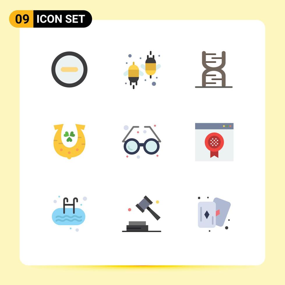 9 Universal Flat Color Signs Symbols of accessory horseshoe biology golden genetic Editable Vector Design Elements