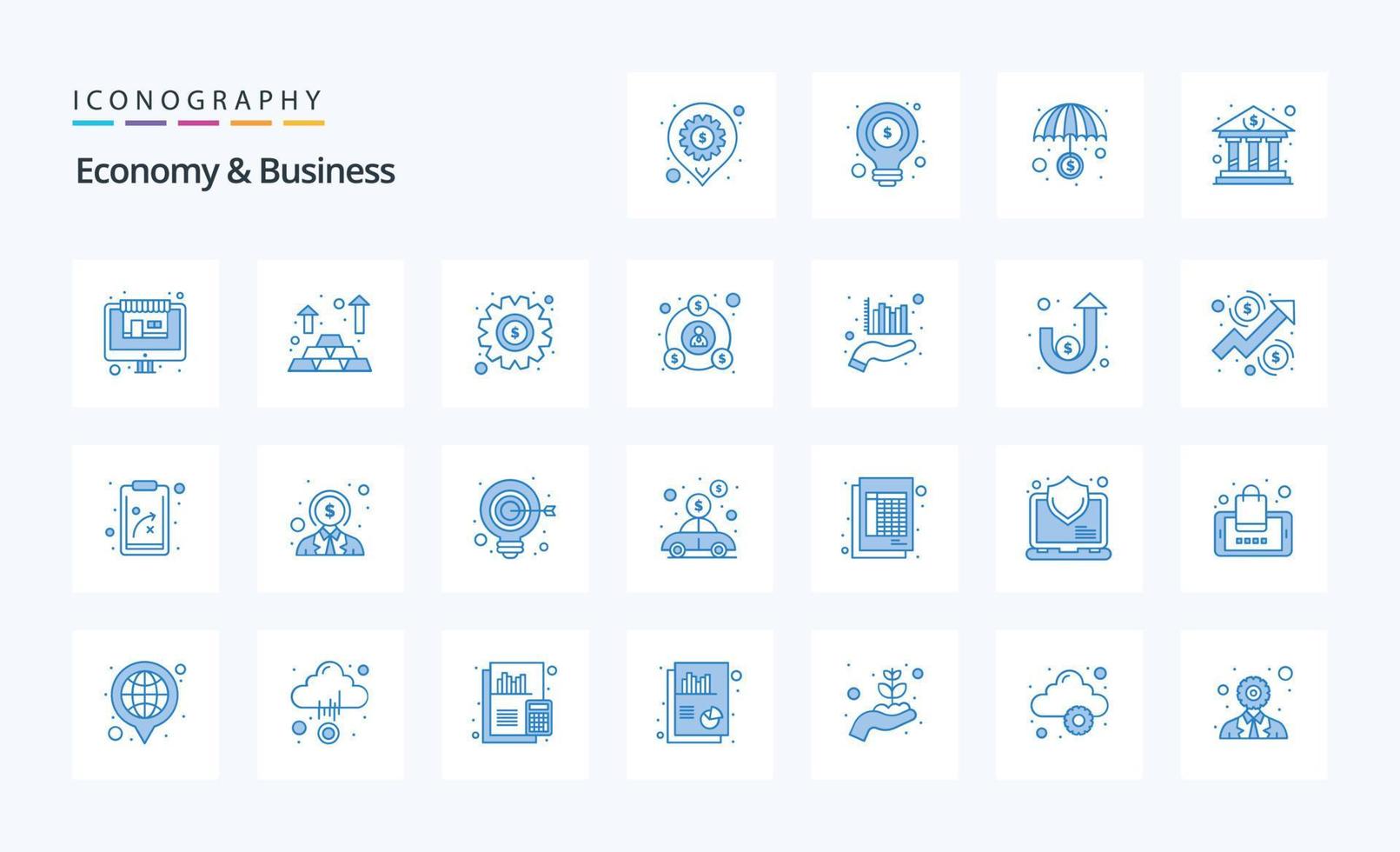 25 Economy And Business Blue icon pack vector