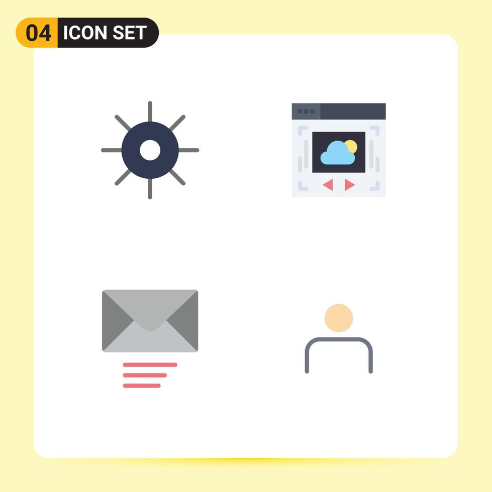 Flat Icon Pack of 4 Universal Symbols of biology send sun cloud sharing people Editable Vector Design Elements