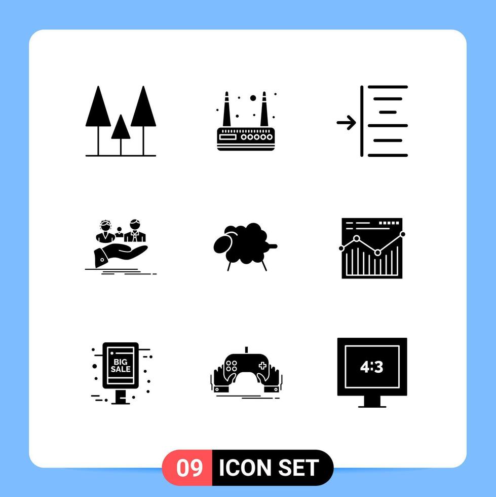 9 Universal Solid Glyphs Set for Web and Mobile Applications easter sheep text lamb life Editable Vector Design Elements