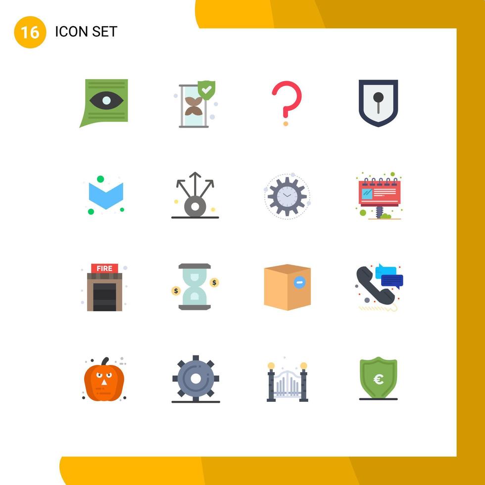 Concepto de 16 colores planos para sitios web móviles y aplicaciones marca de seguridad de escudo de flecha completo paquete editable de elementos de diseño de vectores creativos