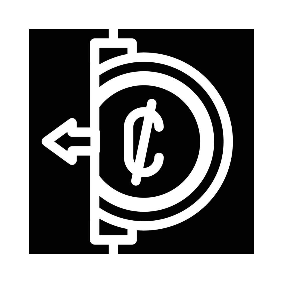 Ilustración de vector de icono de glifo de aceptación de monedas