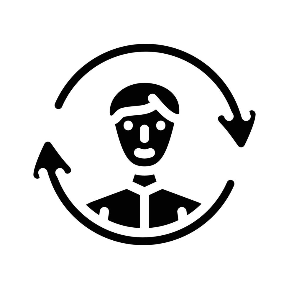 updating employee glyph icon vector illustration