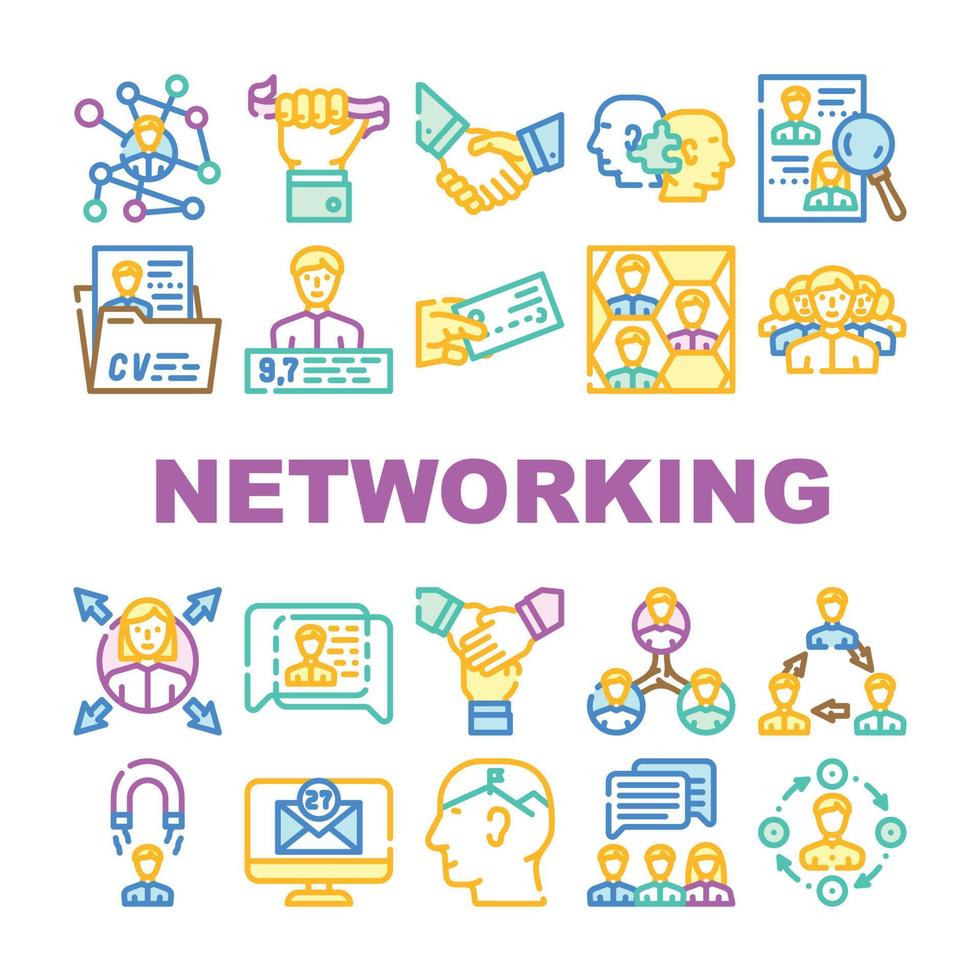 conjunto de iconos de comunicación global de redes vector