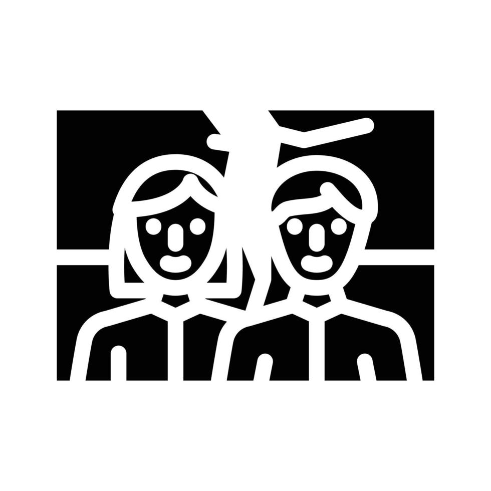 torn photo divorce glyph icon vector illustration