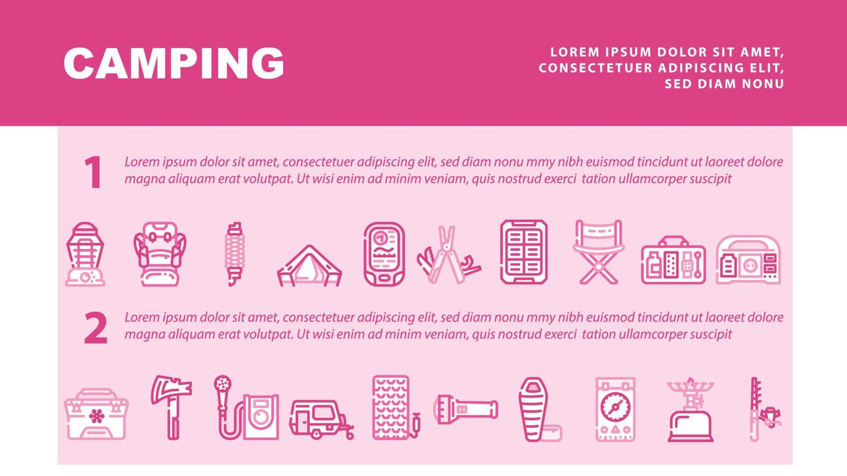 Camping Hiker Tool And Gadget Landing Header Vector